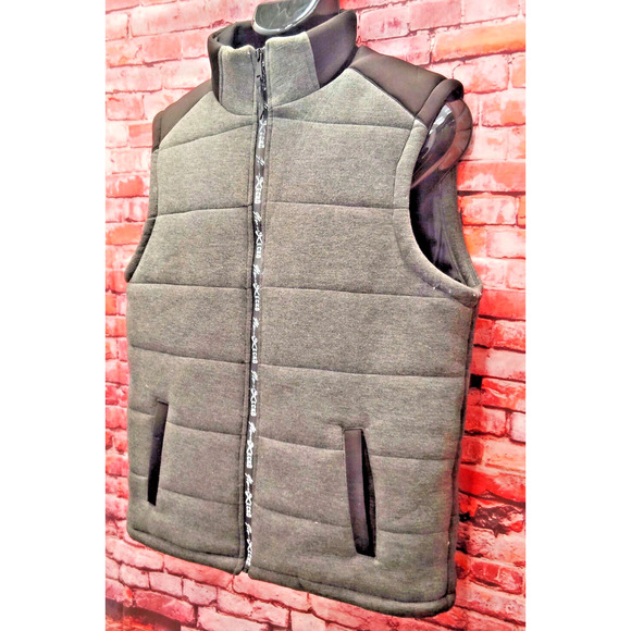Marc Ecko Puffer Vest Mens Large Gray Insulated Sleeveless Mock Neck Full Zip - Picture 5 of 8